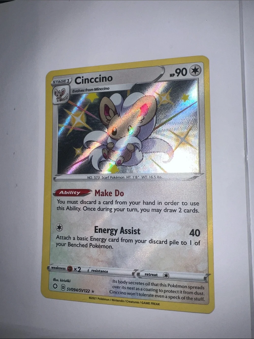 Pokemon Cincinno Holographic Card - Yellow Border